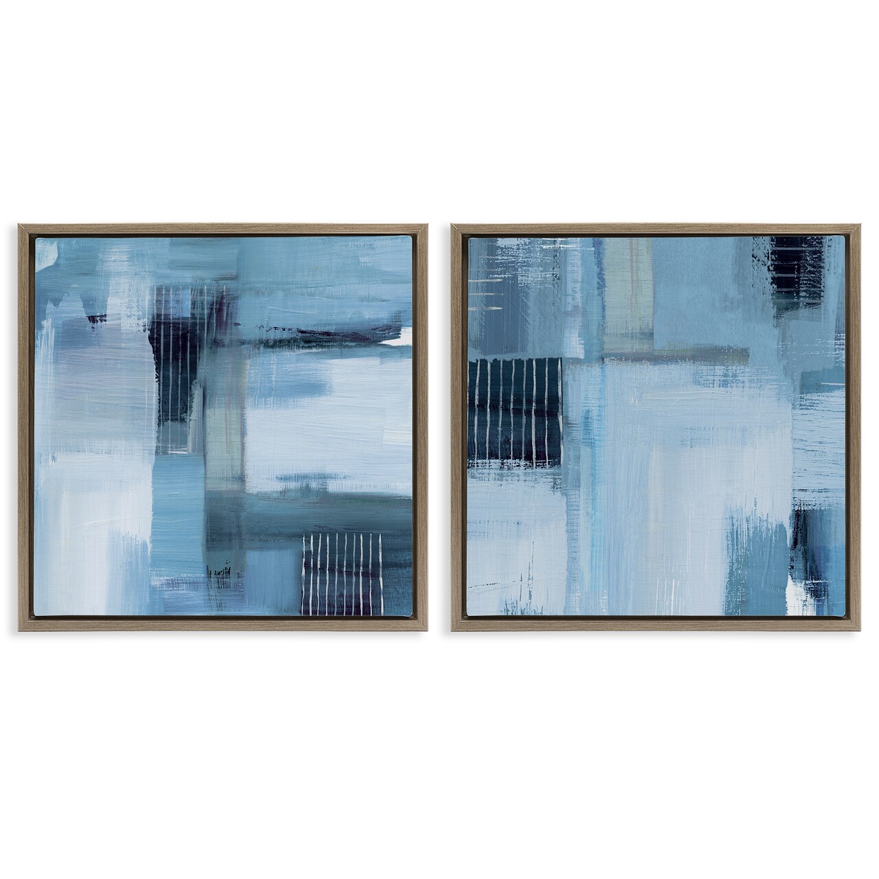 Stupell Industries Blue Abstract Linear Details 2pc Floater Framed Canvas Wall Art Set Design by Susan Jill